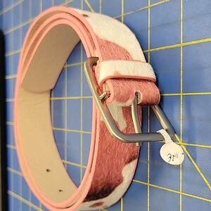 Animal Pink & White Fir Feel Pleather 39" Belt